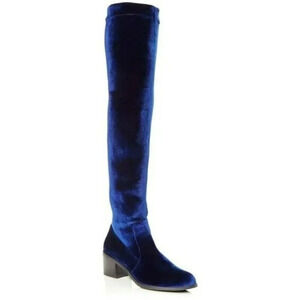 Sol Sana Women's Bianca Over-the-knee Boots Navy Velvet Size 39 EU (MSRP $180)